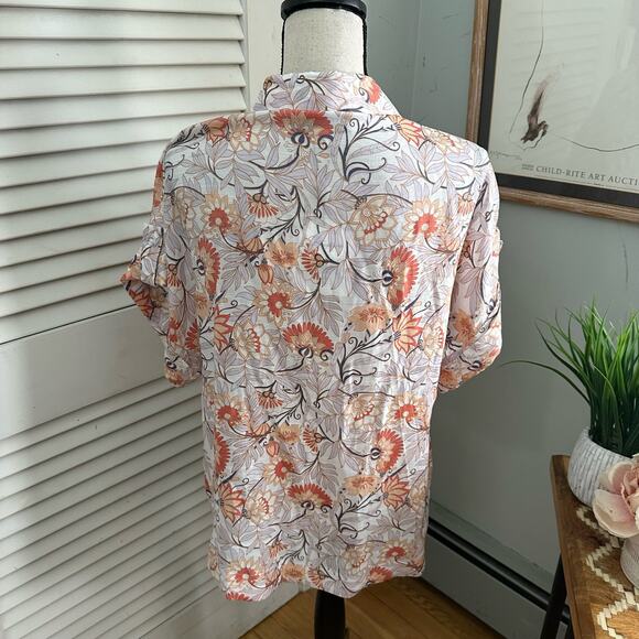 ALEX PARKER Womens Blouse Button Down Floral Relaxed Fit Spring Feminine XL - Picture 4 of 9